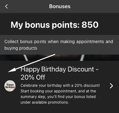 Välj födelsedagsbonus